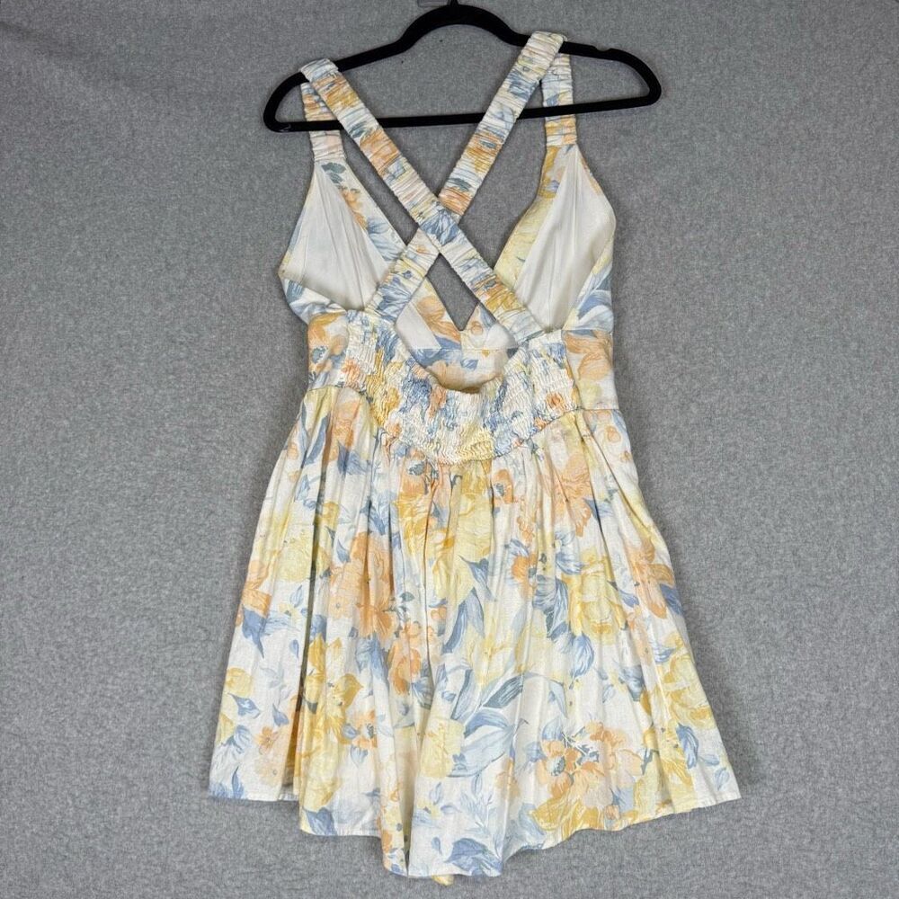 New Abercrombie & Fitch Women's Large Blue Yellow Romper Floral Fit to Flatter - Picture 10 of 11
